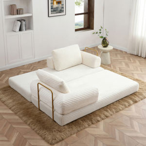 Sofá Cama Convertible Plegable, Sofá de Suelo Moderno de Pana, Futón con Colchón y Almohadas, Sofá sin Estructura para Sala de Estar y Dormitorio - Product Image 5