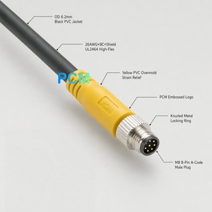 Kabel Trigger GPIO I/O M8 8-Pin A-Code Male ke Open End 26AWG Terlindung Fleksibel Tinggi Kompatibel dengan Kamera LUCID Vision Edmund Optics - Product Image 2