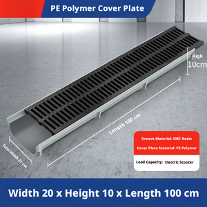 Canal de drenaje de resina SMC de 100*20*10cm, adecuado para sistemas de drenaje en construcción de ingeniería exterior. - Product Image 2