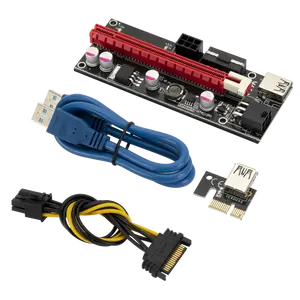 VER009S 6PIN 3IN 1 PCI-E 1X zu 16X Riser Card PCIe Extender SATA 15 Pin zu 6Pin Power USB 3.0 Cable für Video Graphics Card
