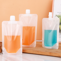 Pochette Boisson Transparente Personnalisée Mate Avec Bec Verseur, Pochette Doypack en Plastique Avec Suceur