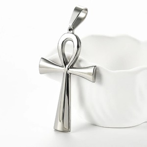 Collar con Colgante de Cruz Cristiana <span class=keywords><strong>Grande</strong></span> de Acero Inoxidable, Símbolo Egipcio, Unisex, Clásico, Simple, para Hacer Joyas, Regalos - Product Image 2