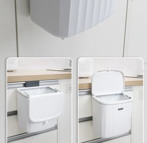 Cestino da cucina a parete con coperchio, contenitore per rifiuti <span class=keywords><strong>salvaspazio</strong></span> da appendere sotto il mobile per cucina e bagno - Product Image 3