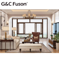 Fenêtre coulissante en aluminium de couleur blanche avec double vitrage et grille, fabriquée par Fuson Product Manufacturer, pour les designs de fenêtres et de portes.