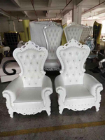 Chaise de trône moderne en bois massif blanc à dossier haut pour reine/roi Durable et élégante pour les hôtels Mariages Fêtes Salles de séjour