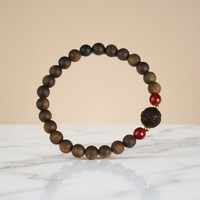 Bracelet Mala Bouddhiste Artisanal en Bois Authentique Kynam pour Femme, Style Ethnique Vintage, Idéal pour Soulager le Stress et comme Cadeau