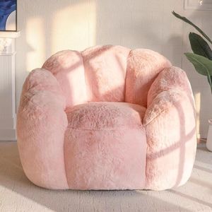 Cadeira Puff Moderna em Forma de Flor MAXYOYO em Pelúcia Sintética Ultra Macia com Braços, Sofá Grande para Leitura na Sala de Estar ou Quarto, Cor Rosa - Product Image 4