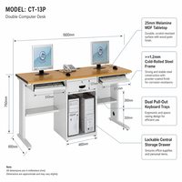 Solutions Clé en Main pour Salles de Classe : Poste de Travail Double Utilisateur avec Plateaux pour Claviers et Support CPU pour Centres de Formation Universitaires