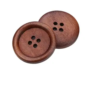 Benutzer definierte 25mm runde Holz knöpfe Nähen Flatback Button 4 Löcher sortierte Farbe für Kleidungs stück DIY