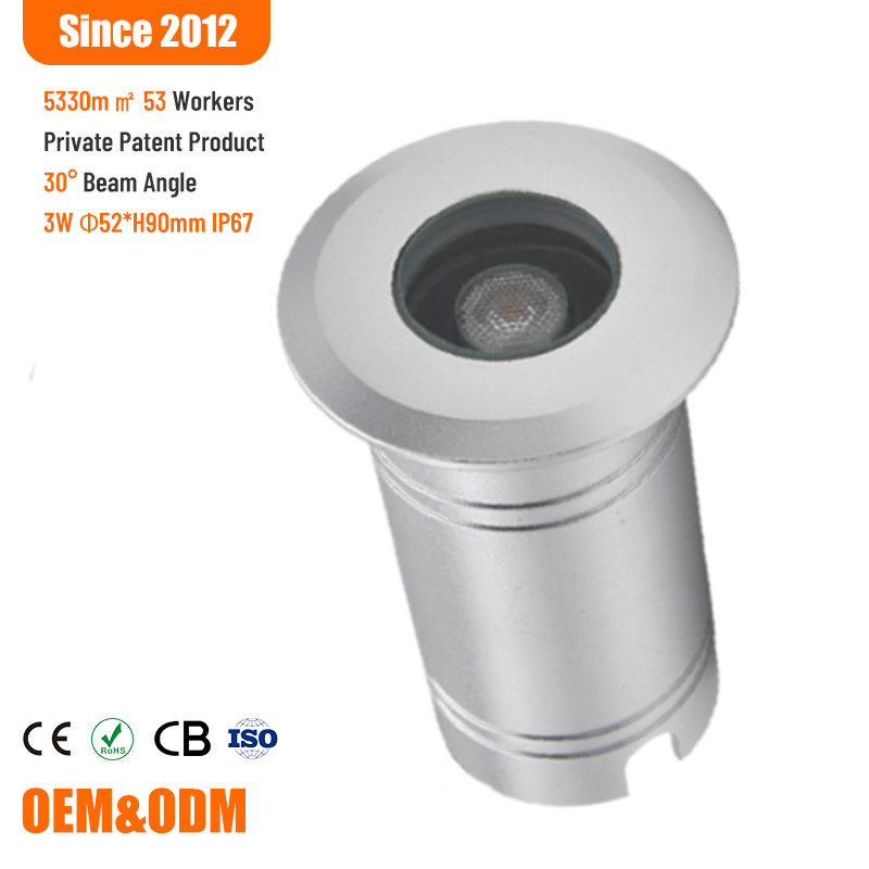 3W IP67 Mini Inground Lamp Outdoor Underground Light Deck Lamp Recessed Buried Light Waterproof Led Inground Step Deck Light