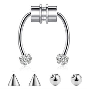 Anillo para la nariz, herradura de acero inoxidable reutilizable, joyería de Aro sin perforación, pezón magnético, Piercings para la <span class=keywords><strong>lengua</strong></span> y la nariz - Product Image 6