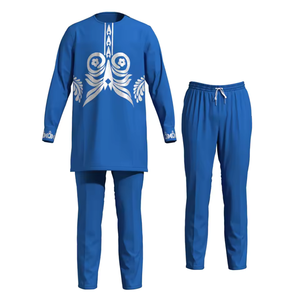 Ensemble de costume africain pour <span class=keywords><strong>homme</strong></span> <span class=keywords><strong>Boubou</strong></span> Dashiki 2 pièces Chemise à manches longues et <span class=keywords><strong>pantalon</strong></span> en coton Grande taille - Product Image 5