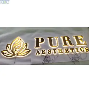 Factory Price Letter Lights Sign Led Gold Mirror Acrylic Backlit Sign With Warm White Light