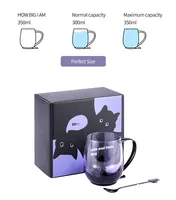 B098D Großhandel Geschenkset Lila farbige benutzer definierte Luxus Tee Kaffee Runde Latte Glas becher für heiße kalte Getränke