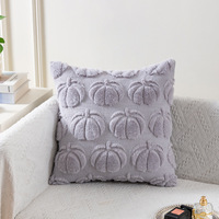 Fundas de Almohada Decorativas Cuadradas de 18x18 Pulgadas con Diseño de Calabaza Otoñal, Color Sólido, Bordado Simple, Patrón Geométrico