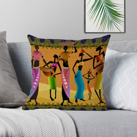 Classique africain ethnique femmes africaines travaillant coussins décoratifs taie d'oreiller en lin carré pour canapé décor à la maison