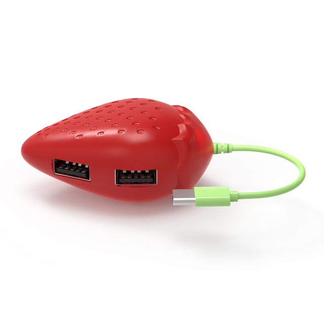 4-Port USB 2.0 4-in-1 HUB Cute Strawberry Design ABS Material Data Transfer Splitter MacBook Windows 11 Laptop Cross-Border