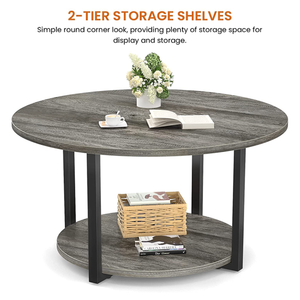 <span class=keywords><strong>Table</strong></span> <span class=keywords><strong>basse</strong></span> moderne <span class=keywords><strong>en</strong></span> bois de <span class=keywords><strong>travertin</strong></span>, plateau rond <span class=keywords><strong>en</strong></span> acier inoxydable plaqué noir - Product Image 2