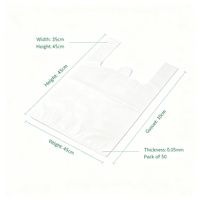 Sacs d'emballage promotionnels pour supermarchés et épiceries, en HDPE blanc réutilisable, avec soufflets latéraux, imprimés sur mesure
