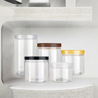 Pot en plastique PET transparent de qualité alimentaire avec couvercle noir pour beurre corporel, bonbons, gommage corporel, crème de soin de la peau
