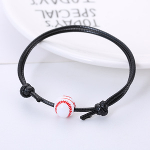 Moda personalizada Deportes conocer <span class=keywords><strong>Victoria</strong></span> Baloncesto Fútbol pulsera tejida a mano bola ajustable pulsera de cuerda con cuentas - Product Image 4