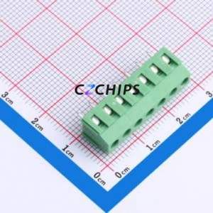 DB125-3.81-7P-GN-S Screw Terminal Block Through hole Component (THT),P=3.81mm Connector 1x7P 3.81mm Green Through Hole - Product Image 1