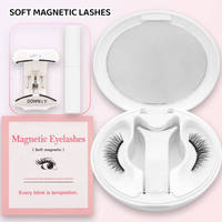 Lot de faux cils magnétiques souples en une seule pièce, effet vison, courbure C, avec colle, en boîte