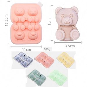 Easy Release Makes Four Teddy Bear Shaped Silicone Ice <b>Cube</b> Maker Tray for Chilled Drinks Whiskey Cocktails - Product Image 1