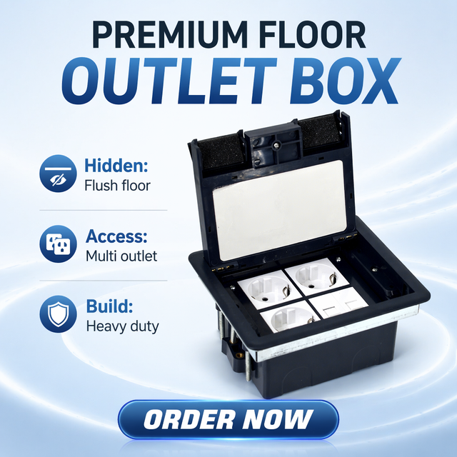 Raised Floor System Underground Box Electrical Outlet Service Floor Box 8 Module 45*45mm Can Install 3*EU Socket