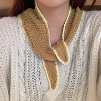 Nouveau Foulard Triangle Élégant en Polyester/Coton Tricoté Léger Décontracté à Motif Uni Longueur Courte Col Cache-Cou