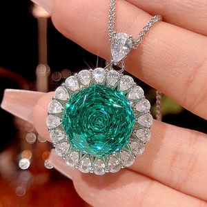Fashion Eco-friendly Copper 16-10mm Green Zircon Pendant Earrings Ring <b>Bracelet</b> 4 Piece Jewelry <b>Set</b> for Trendy Daily Wear - Product Image 4