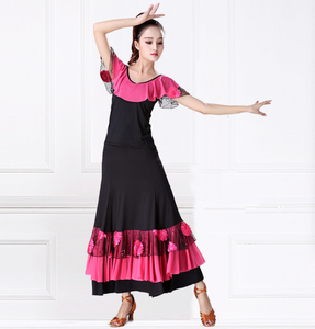 Jupe <span class=keywords><strong>de</strong></span> danse <span class=keywords><strong>flamenco</strong></span> <span class=keywords><strong>de</strong></span> haute qualité, deux couches, robe <span class=keywords><strong>de</strong></span> ventre en satin, longue et ample, moderne, pour la danse <span class=keywords><strong>de</strong></span> salon, la fête, la performance <span class=keywords><strong>de</strong></span> danse pour femmes - Product Image 5