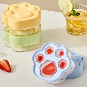 Cat Paw New Eco-friendly Food-Grade Cartoon Mini Press <b>Ice</b> Tray <b>Ice</b> Cream <b>Maker</b> Household <b>Ice</b> Mold Box with Lid Press - Product Image 1