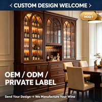Meuble à vin sur mesure avec porte cintrée, panneau MDF, étagère suspendue, tiroirs ouverts, bar intégré, mobilier de maison écologique, moderne, OEM ODM