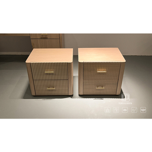 Stylish Luxury Villa Hotel Apartment Furniture Nightstands Bedroom Wooden Brown Square Nightstand Set 2 01 Nightstand Set 2 01 - Product Image 3