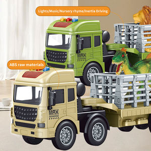 Camion transporteur de dinosaures/lions à friction acousto-optique pour enfants, jouet véhicule de transport inertielle avec sons et lumières - Product Image 3