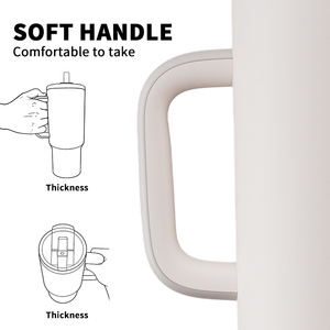 Thời Trang Bền Vững Du Lịch Mug 40Oz Cốc Với Xử Lý 2 Trong 1 Rơm Và Sip Nắp Đôi Cách Điện Cốc - Product Image 4