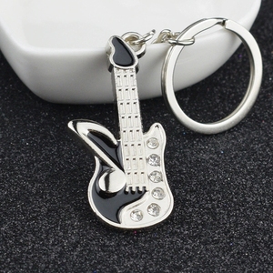 Wholesale Metal Guitar Shape Key <b>Ring</b> Black Music Keychain Custom Music‑themed Souvenir For Band Gift - Product Image 2