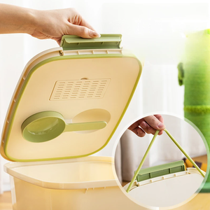 Contenedor de Alimentos para Mascotas al por Mayor de 20L/12L con Ruedas, Tapa Hermética Abatible y Soporte para Cuchara, para Alimentos Secos de Perros y Gatos - Product Image 2