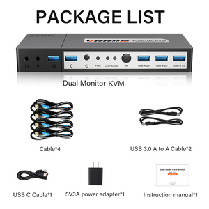 ชุดคีย์บอร์ดและเมาส์ 1 ชุด สำหรับควบคุมจอภาพ 2 จอ คอมพิวเตอร์ 2 เครื่อง สวิตช์ KVM จอภาพคู่ คอมพิวเตอร์ 2 เครื่อง จอแสดงผลขยาย 4k 60hz - Product Image 6