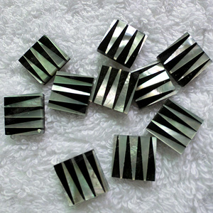 Đen Onyx với mẹ của vỏ ngọc trai pha lê khảm hạt vuông phẳng cho đồ trang sức và Khuy măng sét làm - Product Image 2