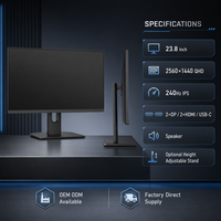 Moniteur de jeu pour ordinateur de bureau, écran IPS 23,8 pouces QHD 2K 1440P 240Hz, temps de réponse rapide, vente en gros, pour le bureau et les jeux
