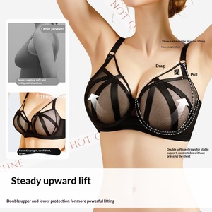 Soutien-gorge de grande taille pour femmes rondes, type traditionnel, avec effet push-up, anti-affaissement, réglable, fin - Product Image 2