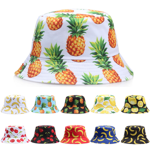 Chapeaux <span class=keywords><strong>Bob</strong></span> d'été Fitspi pour femmes et hommes, imprimés fruits ananas cerise citron, chapeaux Panama double face, chapeaux de pêcheur à deux côtés - Product Image 1