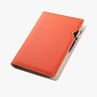 Carnet de notes professionnel en métal triangulaire de luxe personnalisé, brun rougeâtre, à feuilles mobiles, avec logo