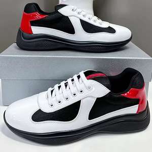 Men's Lace-up Sports Running Shoes Patent Leather Mesh <b>Trainer</b> Fashion Trend - Product Image 1