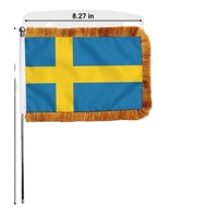 Drapeau de bureau personnalisé pour la célébration du 6 juin en Europe, motif suédois à franges, idéal pour les conférences diplomatiques et la décoration de table.