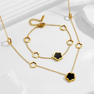 סט תכשיטים מנירוסטה MW, עמיד בפני כתמים, בצורת לב, פרח, צלב, צדף, כוכב, עגילים, שרשרת פרפר, צמיד, סט תכשיטים משובץ זירקון - Product Image 5