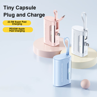 PD22.5W/20W Schnellladung 2-in-1 Typ-C Kabel Tragbare Mini-Kapsel Powerbank 10000mAh Akku mit LED-Anzeige