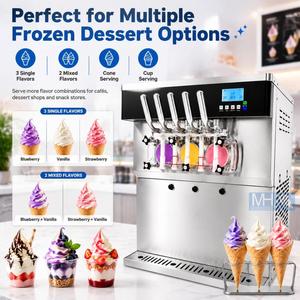Máquina de Helado Suave de 5 Sabores con Bomba de Aire, Congelador de Yogur Helado Refrigerado por Aire, de Pie, Maquinaria de Heladería - Product Image 2